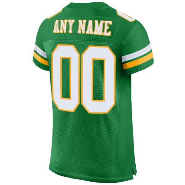Kid's Custom Kelly Green White-Gold Mesh Authentic Football Jersey