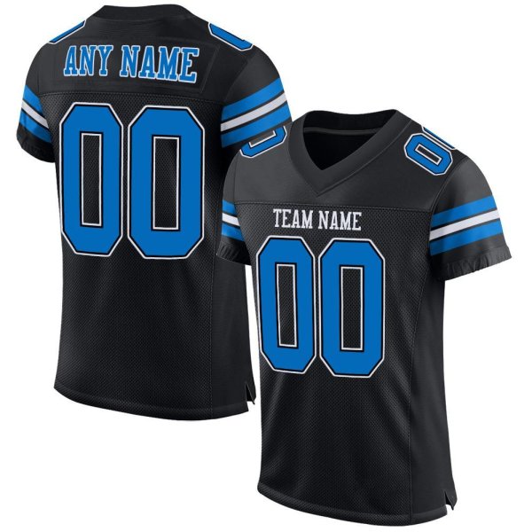 Kid's Custom Black Panther Blue-White Mesh Authentic Football Jersey